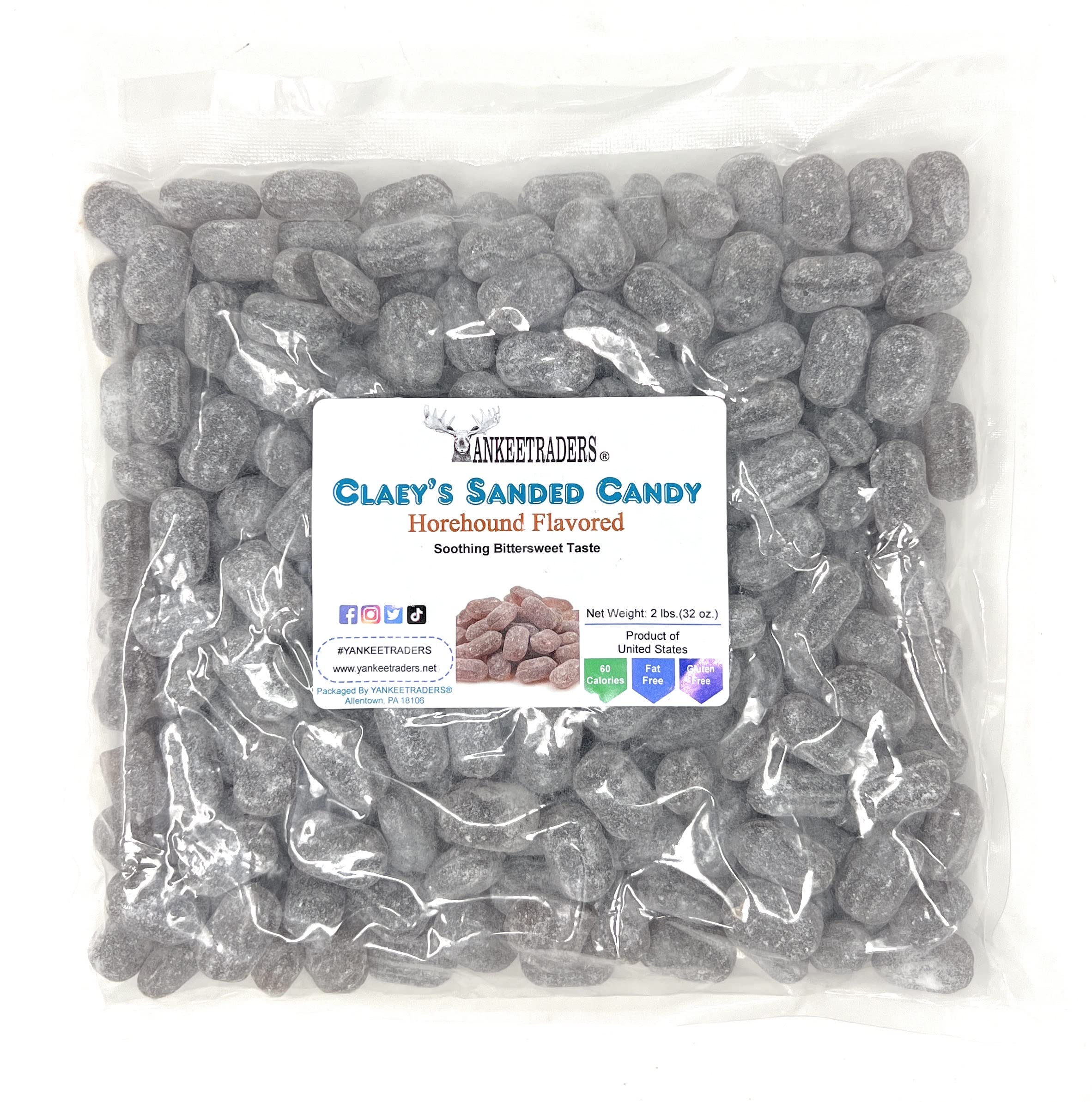 Claeys Sanded Candy Drops - Horehound Flavor - 2 Pound Bag - Old Fashioned Hard Candy for Cough Relief & Throat Soothing - Perfect for Home, Office, and Travel
