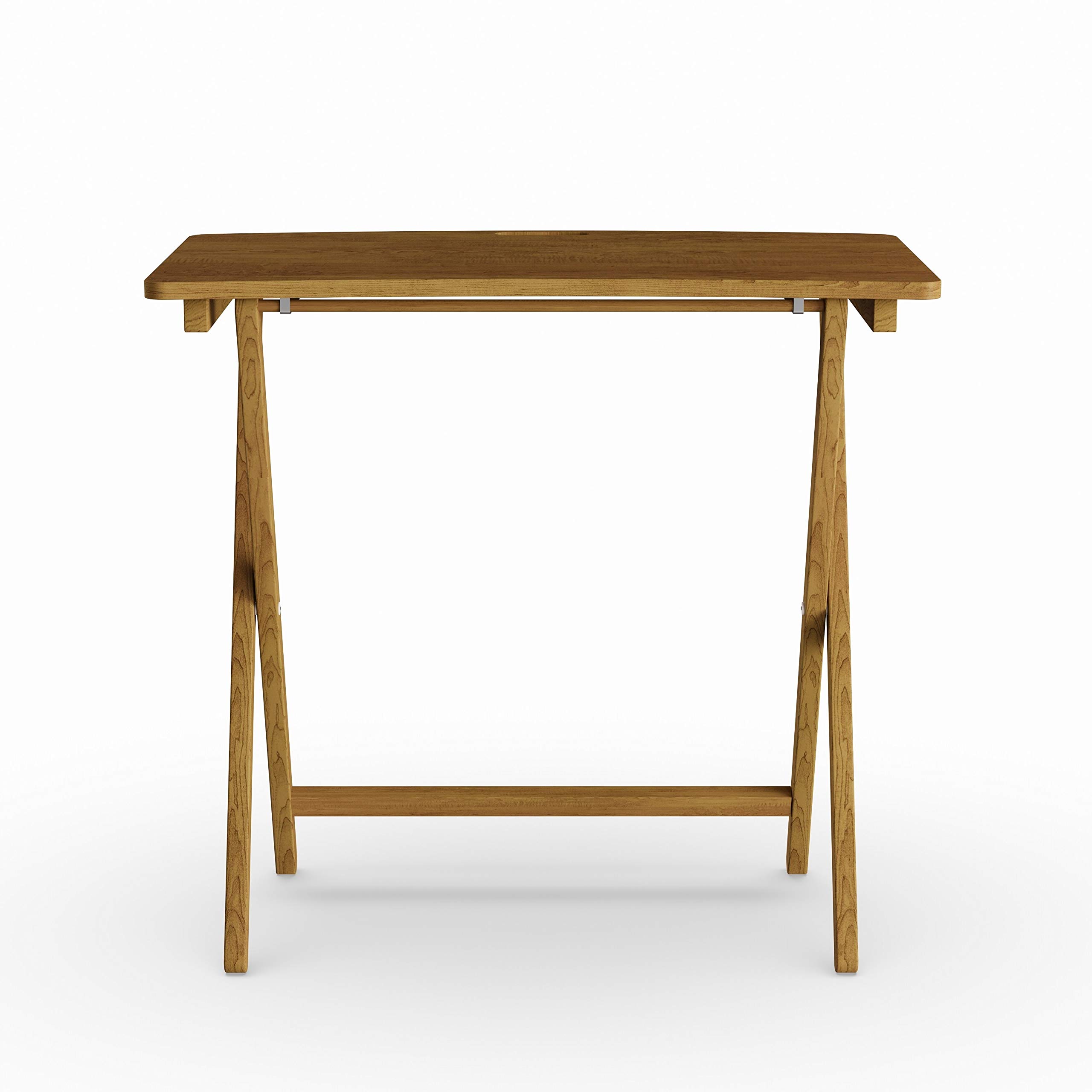 Brown Traditional Rectangle Goosefoot Red Oak Folding TV Tray Table with Hardware Storage - Perfect for Living Room Snacks, Bedroom Breakfast, or Office Workspace