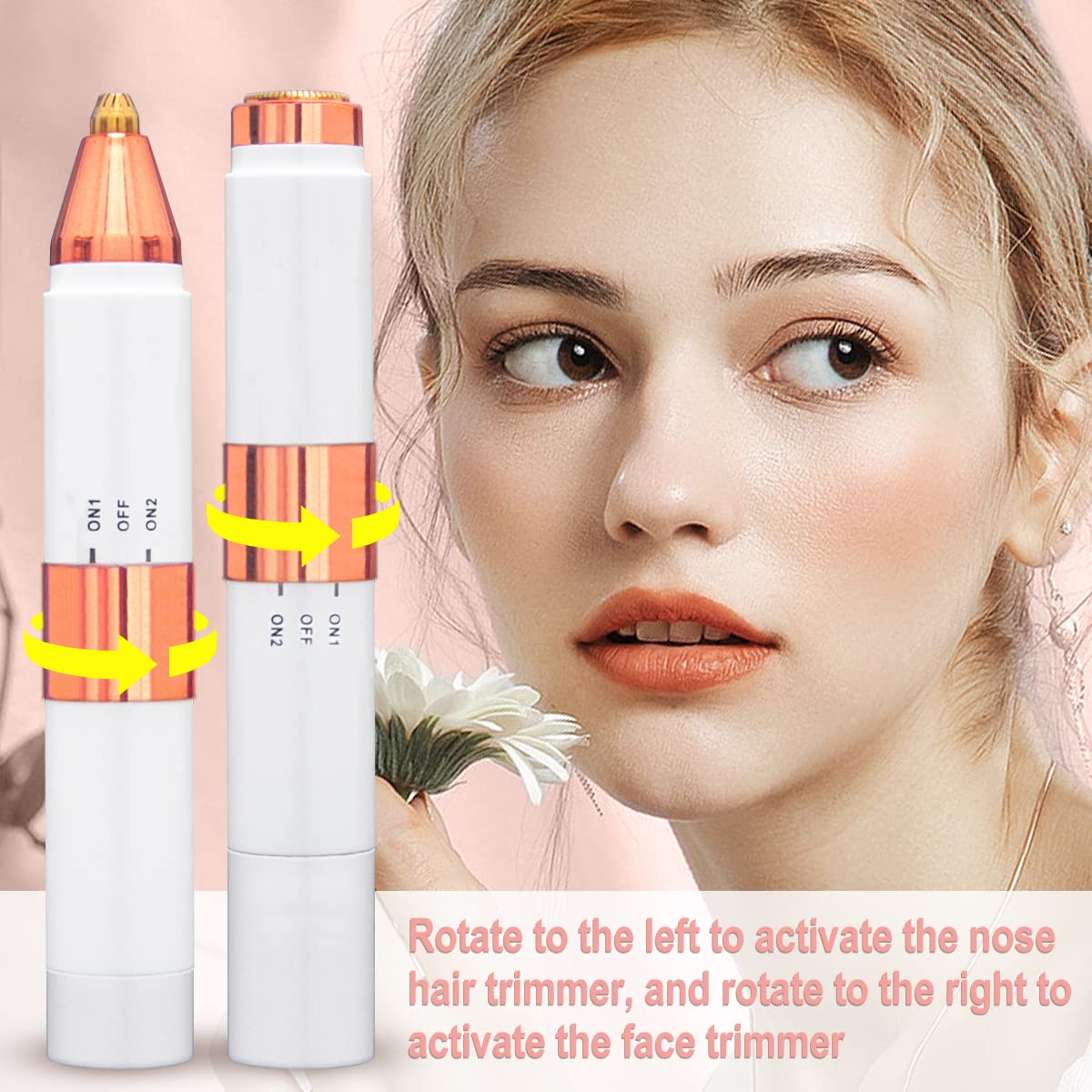 2 in 1 Rechargeable Nose & Ear Hair Trimmer for Men and Women - Painless Waterproof Eyebrow & Facial Hair Grooming Kit with Dual Edge Blades - Easy Clean White Trimmer for Travel, Home & Personal Care