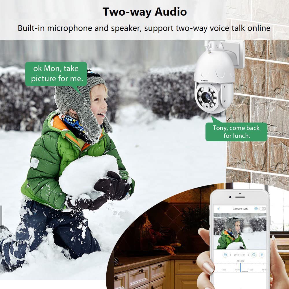 5MP 30X Optical Zoom WiFi Security PTZ Camera - Wireless/Wired CCTV Surveillance System with ONVIF, Two-Way Audio, Motion Detection & Auto Tracking, 330ft Color Night Vision - Ideal for Home Security, Business Monitoring & Outdoor Surveillance