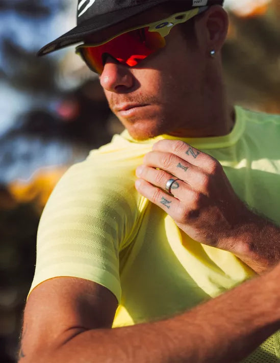 Compressport Men's Racing Short Sleeve T-Shirt - High Performance Running Shirt for Men - Safe Yellow - Ideal for Marathon, Triathlon & Outdoor Sports