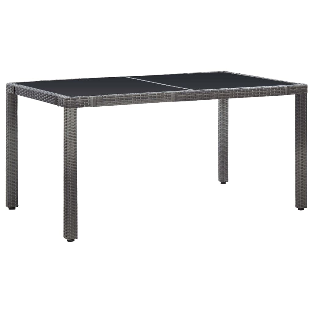7-Piece Gray Poly Rattan Outdoor Dining Set with Coffee Table & Cushions - Patio Furniture, Sectional Sofa, Wicker Conversation Set for Backyard, Garden, Poolside & Terrace Relaxation