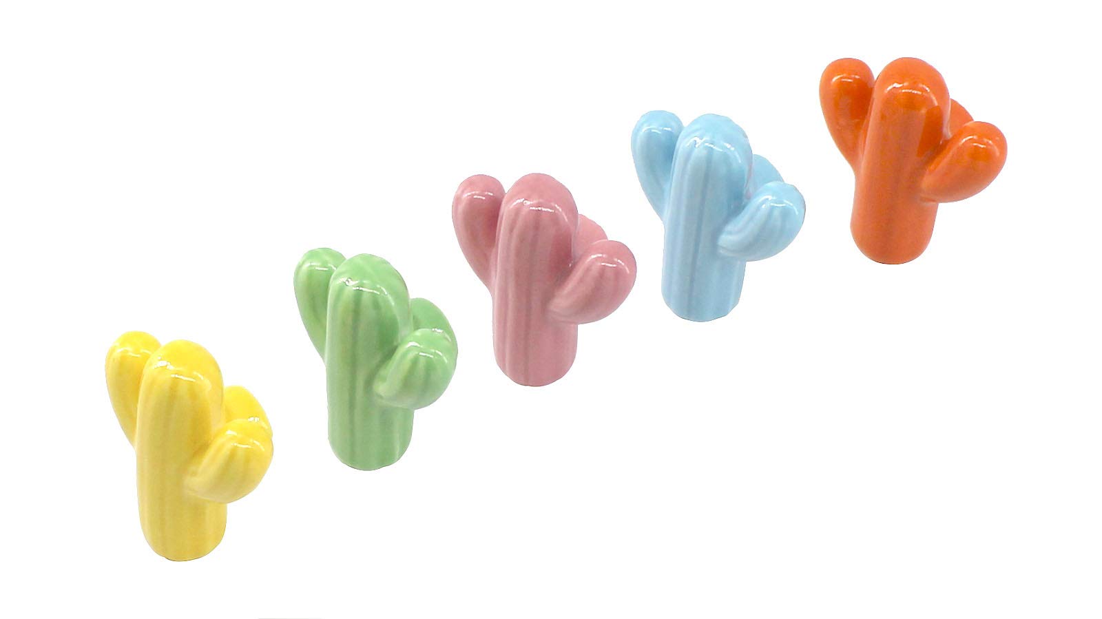 8 Pack Pink Cactus Ceramic Drawer Knobs with Zinc Alloy Base - Unique Cabinet Pulls & Dresser Handles for Kitchen, Bathroom & Wardrobe Organization