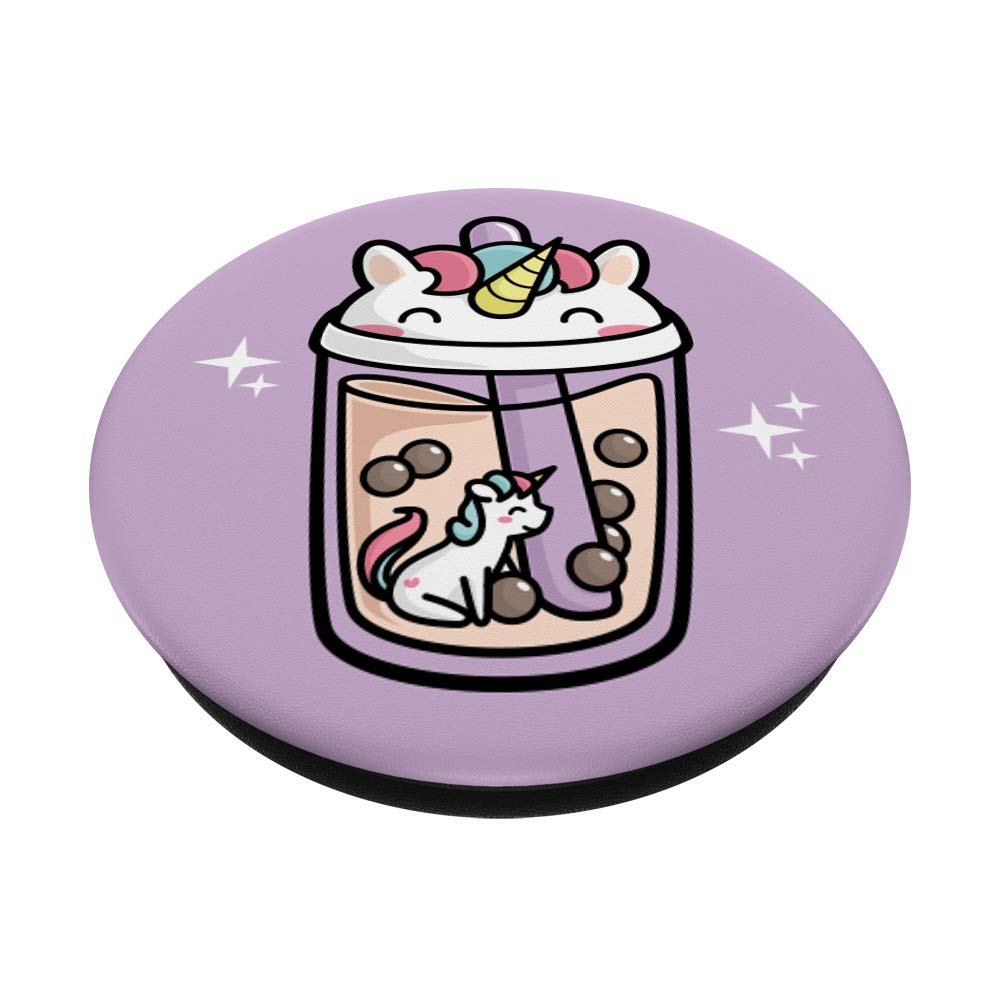Cute Kawaii Unicorn Boba Tea Bubble Tea PopSockets PopGrip - Swappable Phone & Tablet Grip for Bubble Tea Lovers - Perfect for iPhone, Samsung, iPad & Daily Use