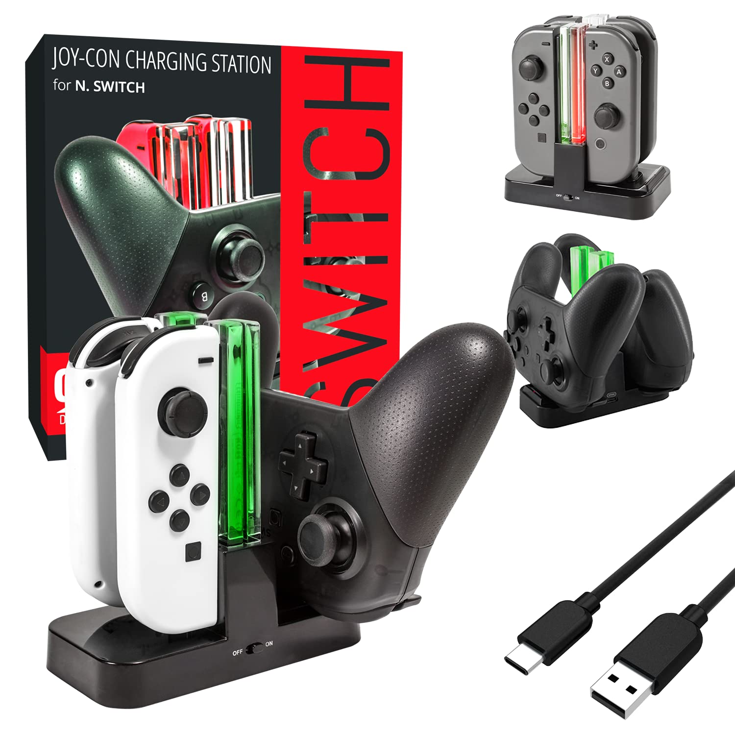 Orzly Joy-Con Charging Dock & VR Headset for Nintendo Switch - Fast Charging Station & Virtual Reality Gaming Accessories for Nintendo Switch Console (Perfect for Multiplayer Gaming & VR Adventures)