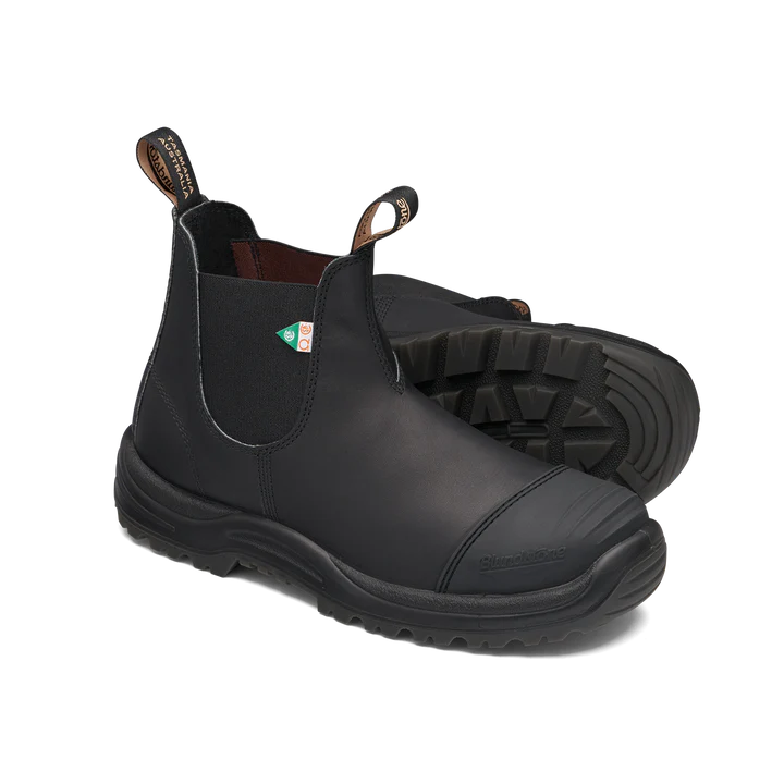 Blundstone 168 Work & Safety Boots with Rubber Toe Cap - Black - Durable Steel Toe Work Boots for Construction, Warehouse & Outdoor Jobs