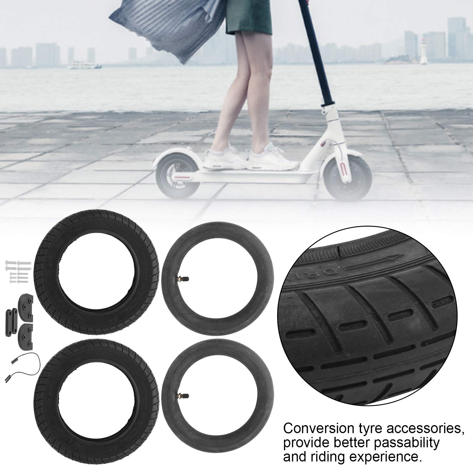 VGEBY 10 Inch Electric Scooter Tire Kit - Spare Inner Tube & Cover Tire Replacement for Xiaomi M365 Scooter | Durable, Puncture-Proof | Perfect for Commuting, Campus Travel & Urban Mobility
