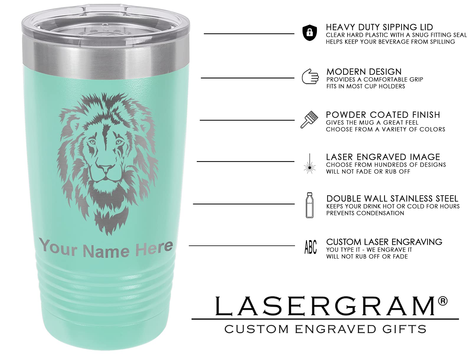 LaserGram 20oz Vacuum Insulated Stainless Steel Tumbler with Caduceus Medical Symbol - Personalized Engraved Travel Mug for Coffee, Tea & Cold Drinks - Perfect Gift for Nurses, Doctors & Healthcare Workers (Teal)