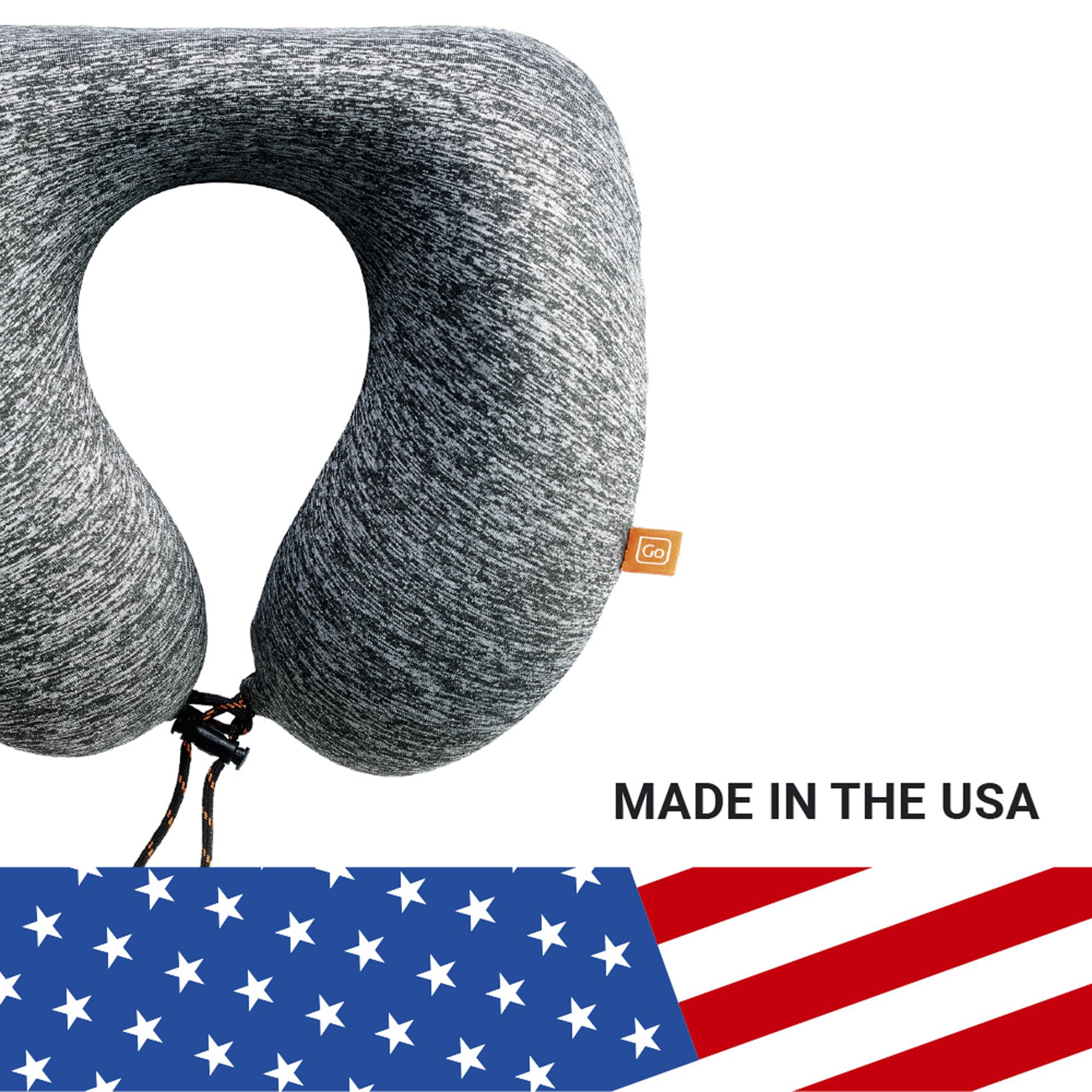 ZZZ's Comfortable Memory Foam Neck Pillow for Travel & Commuting - Airplane, Car, Bus & Gaming Support - Made in USA (Orange) | Perfect for Long Flights, Road Trips & Office Naps