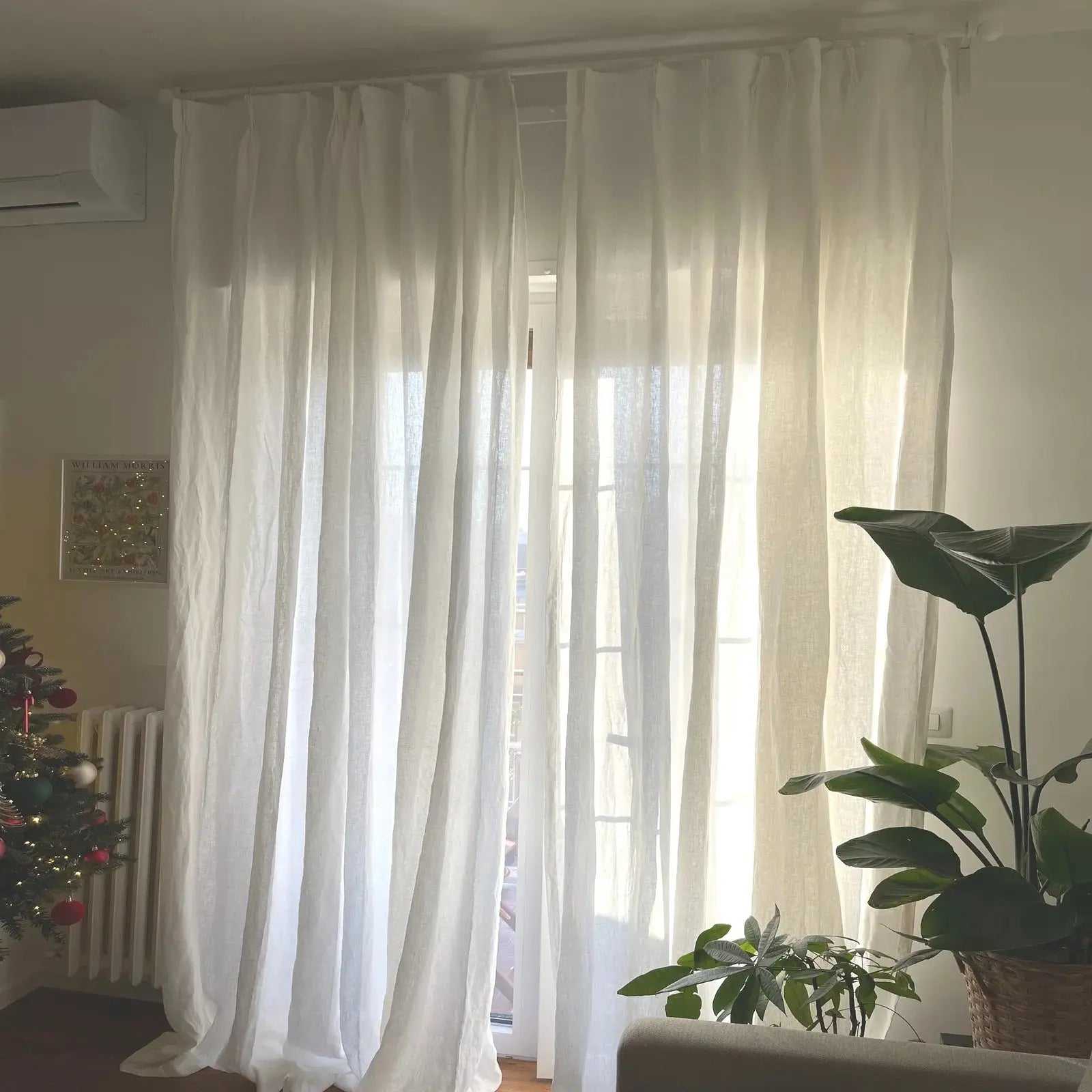 100% Linen Pleated Curtains by Doris - Elegant Window Treatments for Living Room, Bedroom & Dining Room