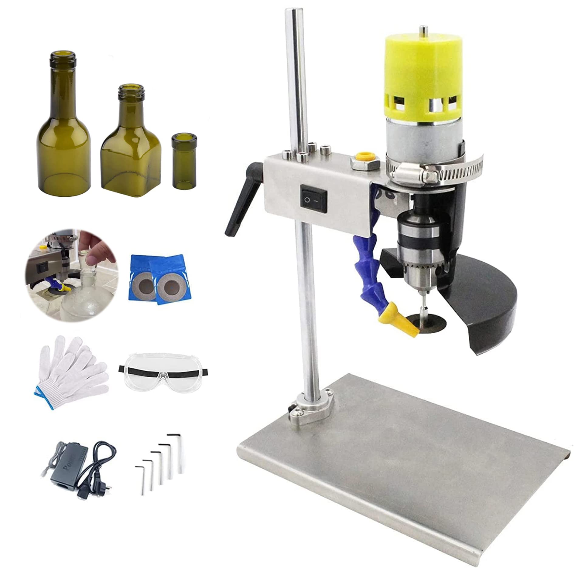 6000R/Min 150W Electric Glass Bottle Cutter Tool Kit - CartBit DIY Bottle Cutting Machine for Round, Square & Irregular Wine, Glass & Ceramic Bottles | Perfect for Crafting, Home Decor & DIY Projects (US Version)