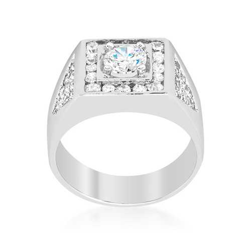 Men's Cubic Zirconia Ring - Elegant & Durable Sterling Silver Wedding Band for Men - Perfect for Engagement, Anniversary & Everyday Wear