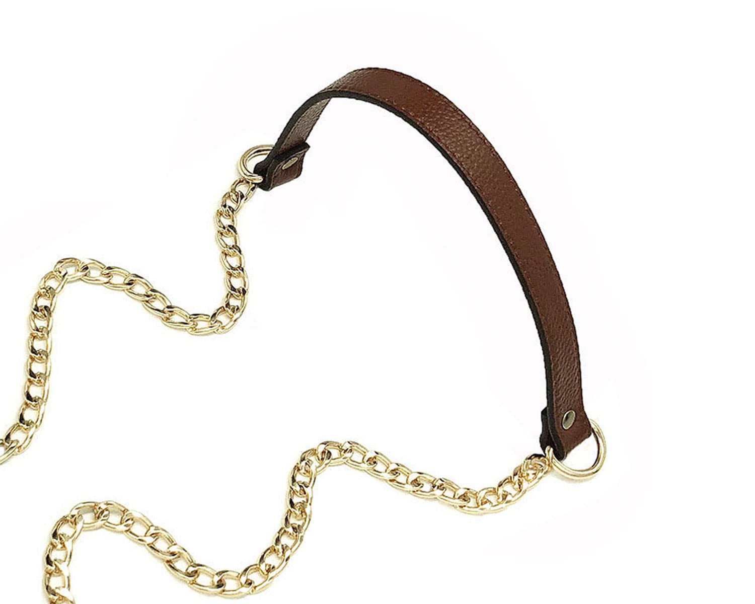 VanEnjoy Replacement Chain & Genuine Leather Crossbody Shoulder Strap in Coffee Brown - Perfect for Handbags, Purses & Everyday Fashion Accessories
