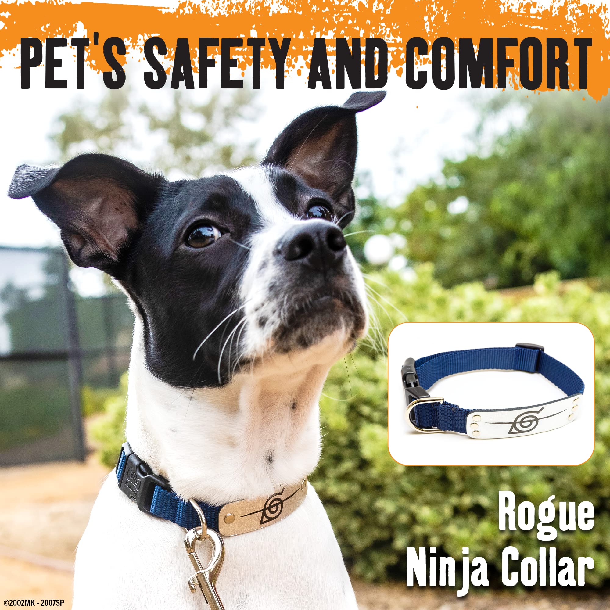 Naruto Shippuden Hidden Leaf Village Anime Dog Collar - Officially Licensed Pet Collar for Large, Medium & Small Dogs - Black Rogue Design - Perfect for Cosplay, Anime Conventions & Naruto-Themed Pet Accessories