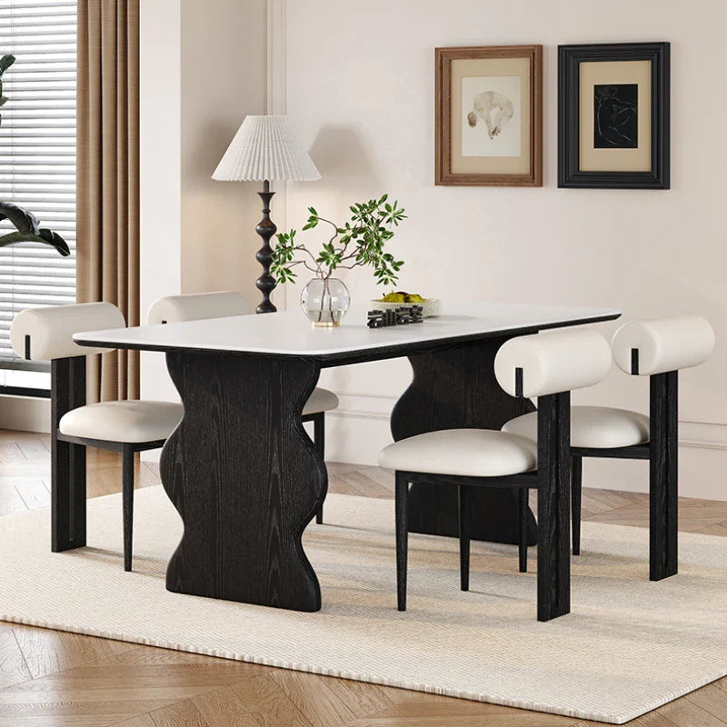 Stylish Modern Dining Table Set for 6 - Elegant Wooden Kitchen Table with Chairs - Perfect for Family Dinners, Entertaining Guests & Small Space Apartments