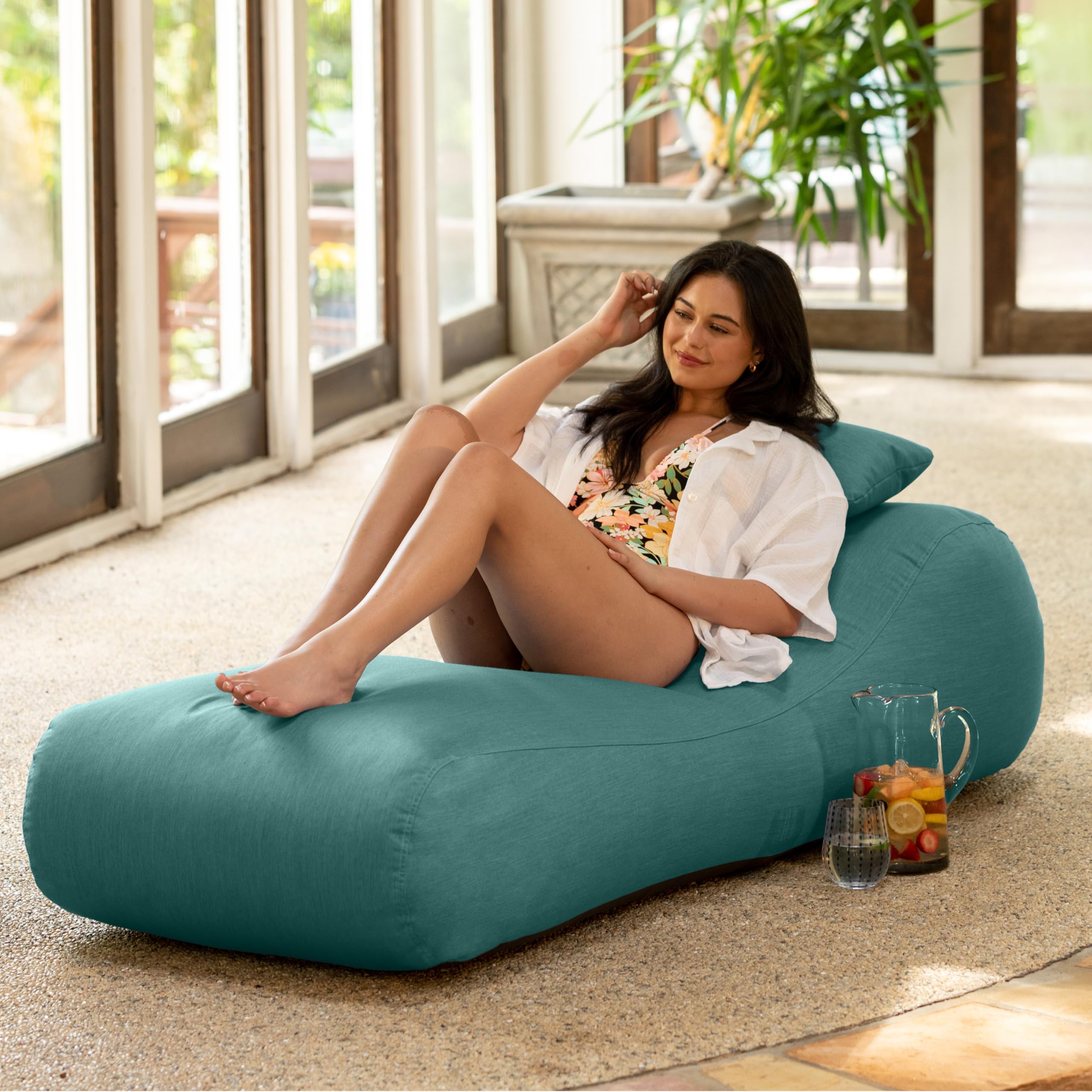Jaxx Arlo Outdoor Bean Bag Sun Lounger - Waterproof Pool & Patio Chaise Recliner for Backyard, Beach, or Garden - Comfortable Twin-Size Sunbathing Chair with Breathable Breeze Fabric