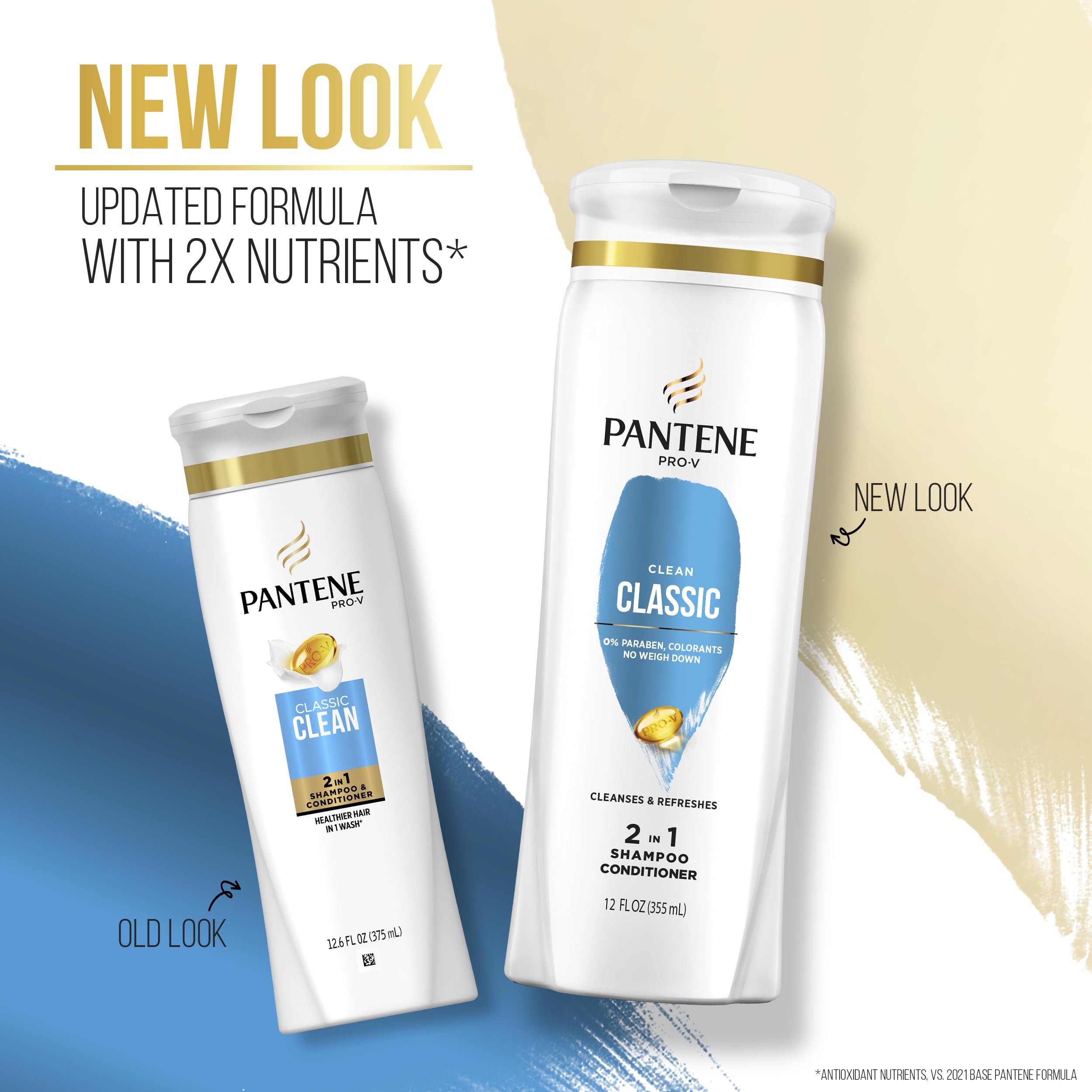 Pantene PRO-V Classic Clean 2-in-1 Shampoo & Conditioner for All Hair Types - 12 fl oz - Daily Moisturizing & Strengthening Hair Care - Perfect for Home, Travel & Gym Use