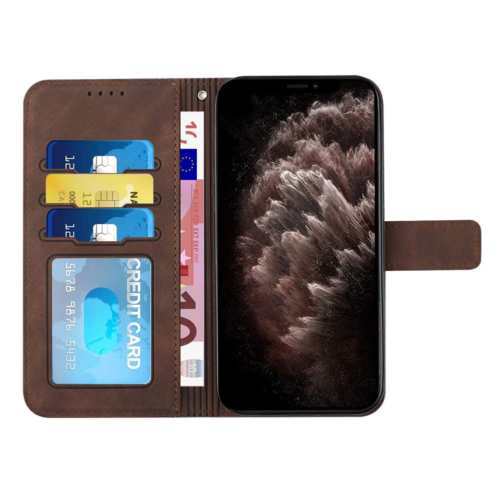 Premium Leather Wallet Case for OnePlus 9/9 5G - Magnetic Flip Cover with Card Holder & Kickstand | Full Protection Phone Case (Smile Brown) | Perfect for Business, Travel & Everyday Use