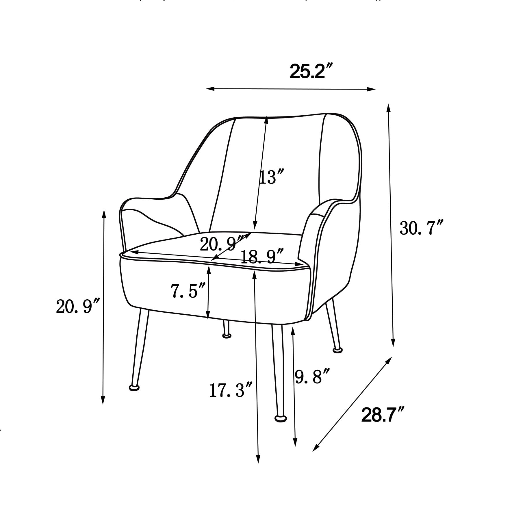 Modern Accent Chair - Upholstered Armchair with Golden Legs for Living Room, Bedroom & Home Office - Perfect for Reading, Relaxing & Stylish Decor