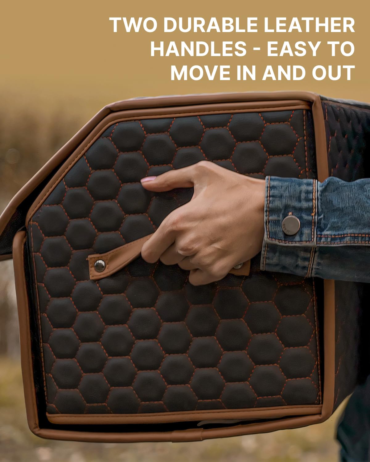 Foldable Trunk Organizer for Car Storage - Collapsible Auto Organizer with Lid - 21.6 Inch Hexy Design for SUV, Sedan & Minivan - Perfect for Groceries, Travel Gear & Sports Equipment Organization