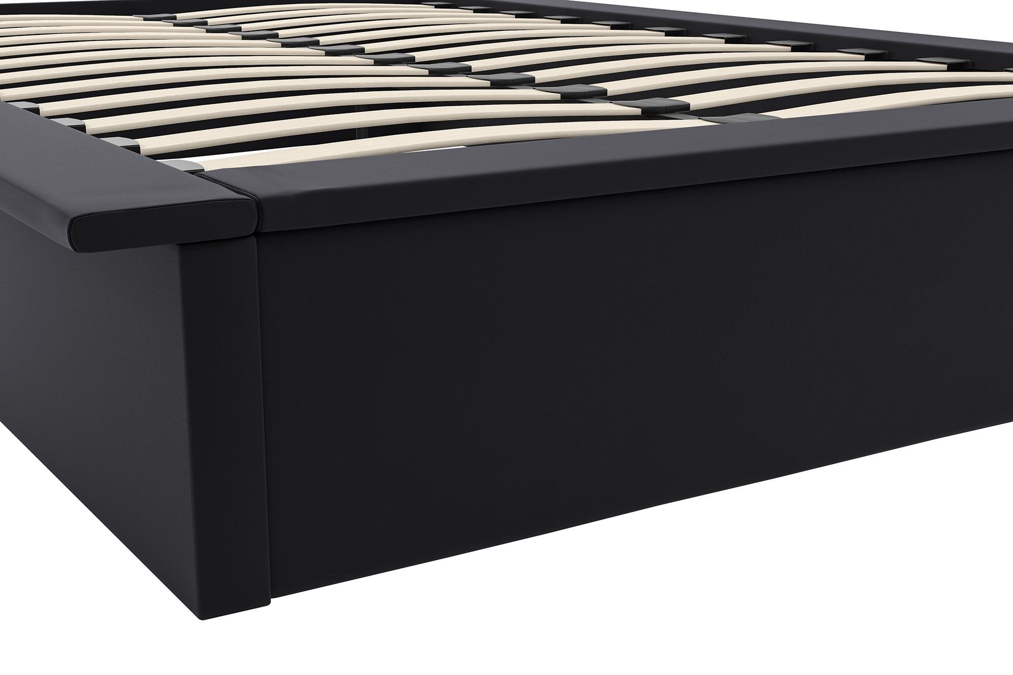 DHP Maven Full Size Upholstered Platform Bed Frame - 11 Inch Height for Elevated Mattress Support, No Box Spring Needed, Black Faux Leather - Perfect for Modern Bedrooms & Guest Rooms