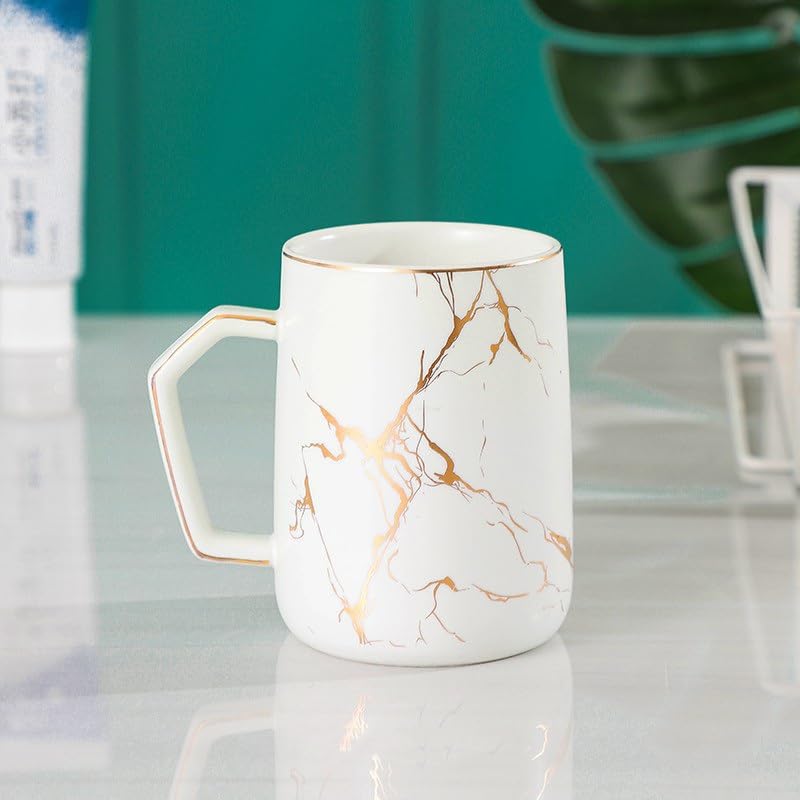 Marble Ceramic Gargle Cup with Handle - Elegant Brushing Cup for Couples & Household Use - Perfect for Bathroom, Vanity, and Travel Essentials