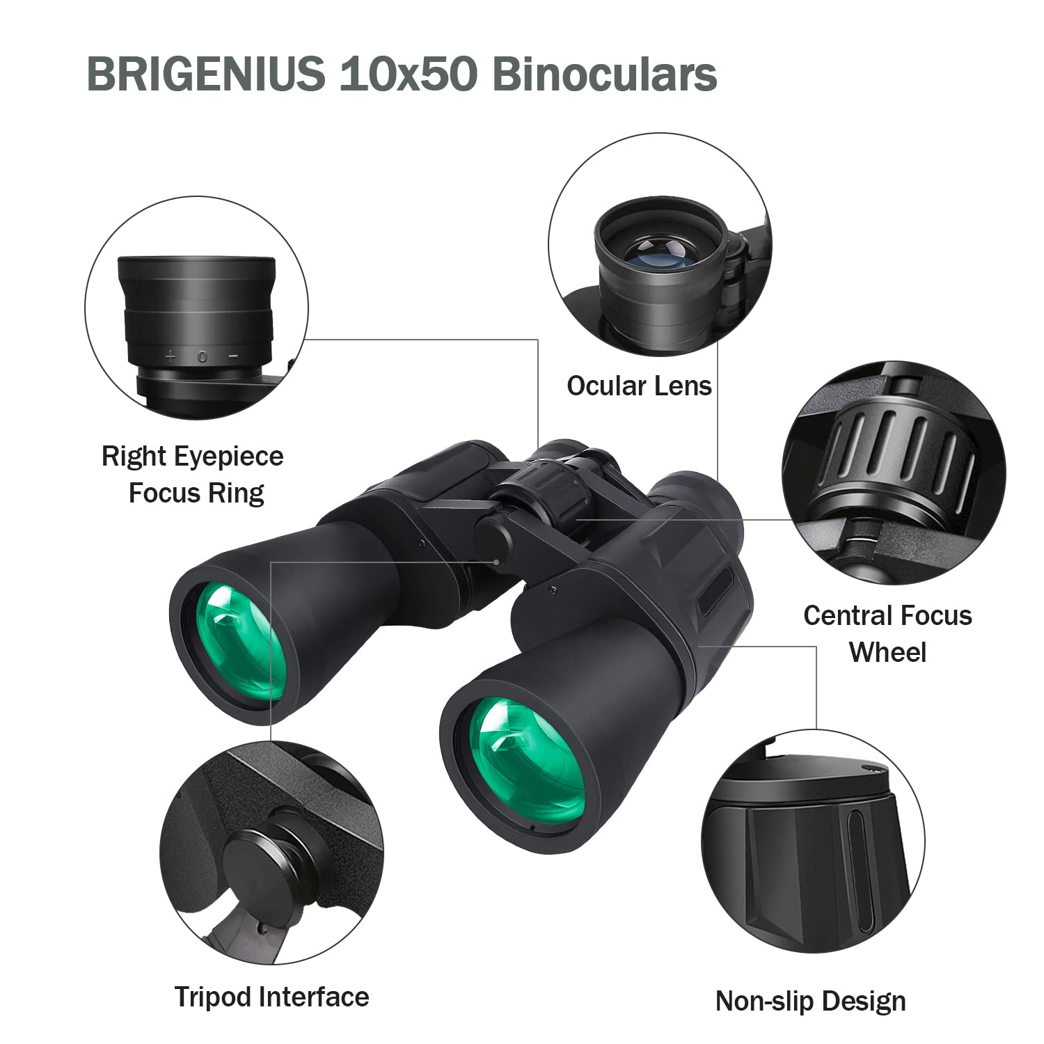 10x50 Binoculars for Adults - High Power Binoculars with Multi-Coated Optics for Bird Watching, Hunting, Travel & Outdoor Activities | Durable Full-Size Binoculars for Sightseeing, Sports Games, Concerts & Stargazing