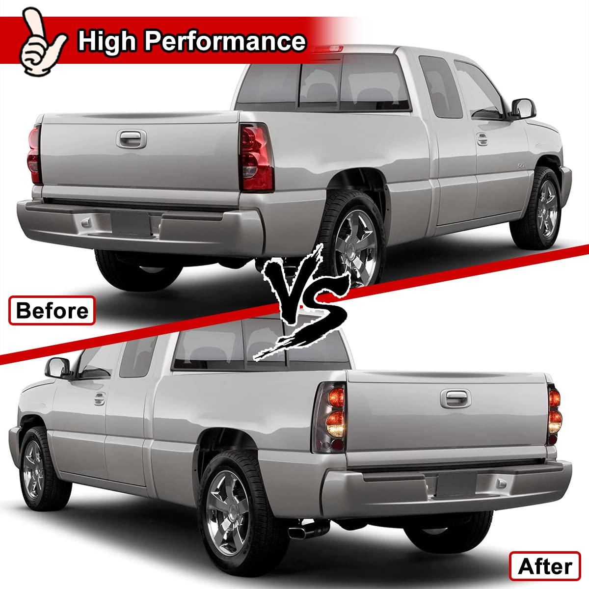 Nixon Offroad LED Tail Lights for Chevy Silverado 1500 2500 3500 1999-2006 & GMC Sierra 1500 2500 3500 1999-2002 - Chrome/Smoke Lens Replacement Rear Lamps Assembly - Perfect for Off-Roading, Truck Upgrades & Nighttime Safety