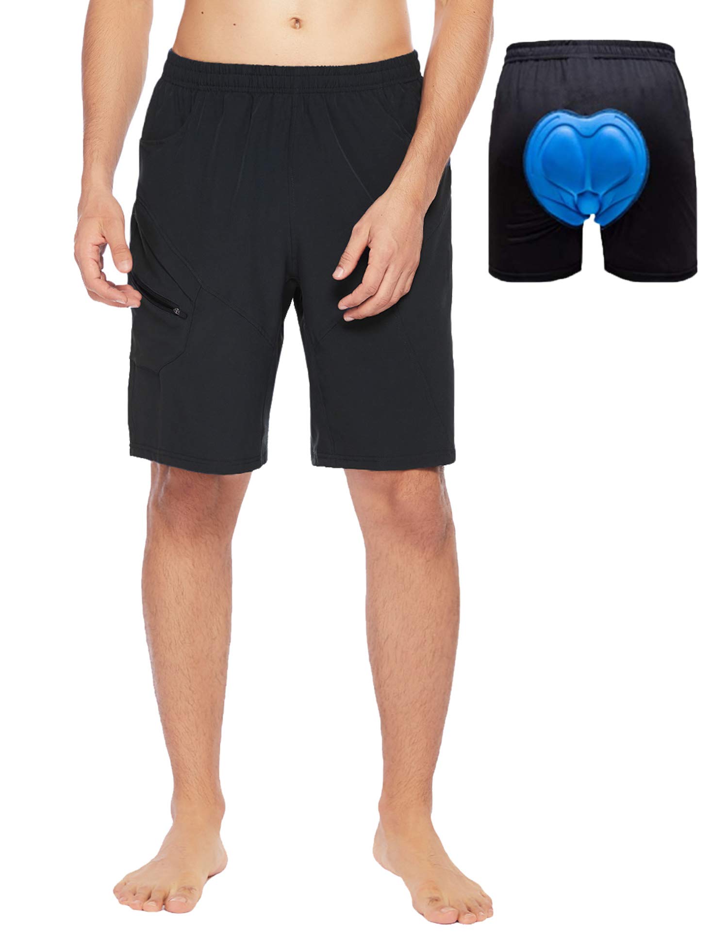 **COOrun Men's 3D Padded Cycling Shorts - Loose Fit Mountain Bike Shorts with Pockets for Comfort & Performance | Ideal for Road & Trail Riding**