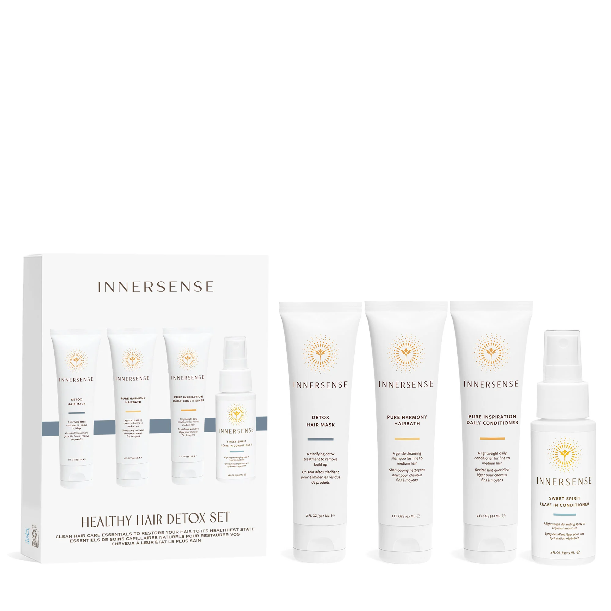 INNERSENSE Organic Beauty Healthy Hair Detox Kit - Natural Hair Care for Damaged & Color-Treated Hair - Perfect for Post-Swim, Workout & Styling Recovery