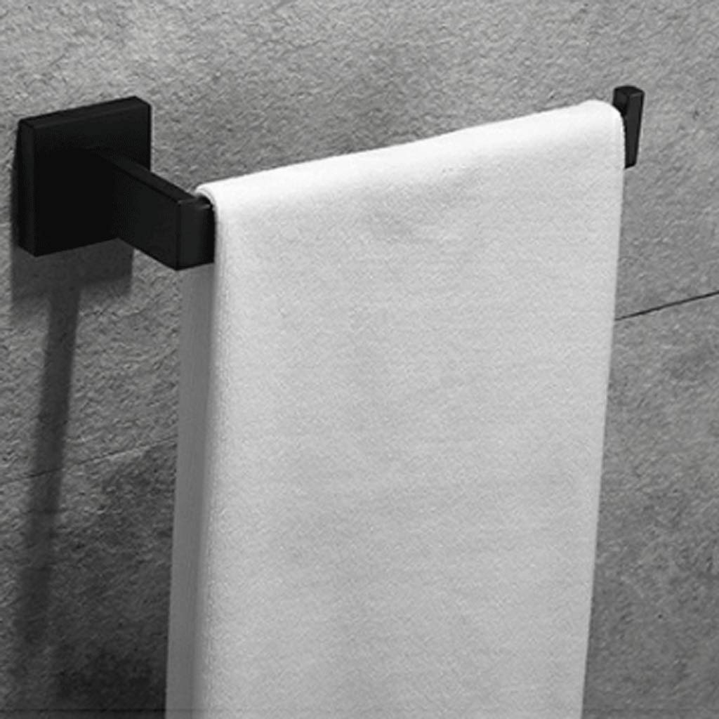SSOSEG Stainless Steel Black Wall-Mounted Bathroom Towel Bar Holder - Perfect for Modern Bathrooms, Spas, and Guest Rooms