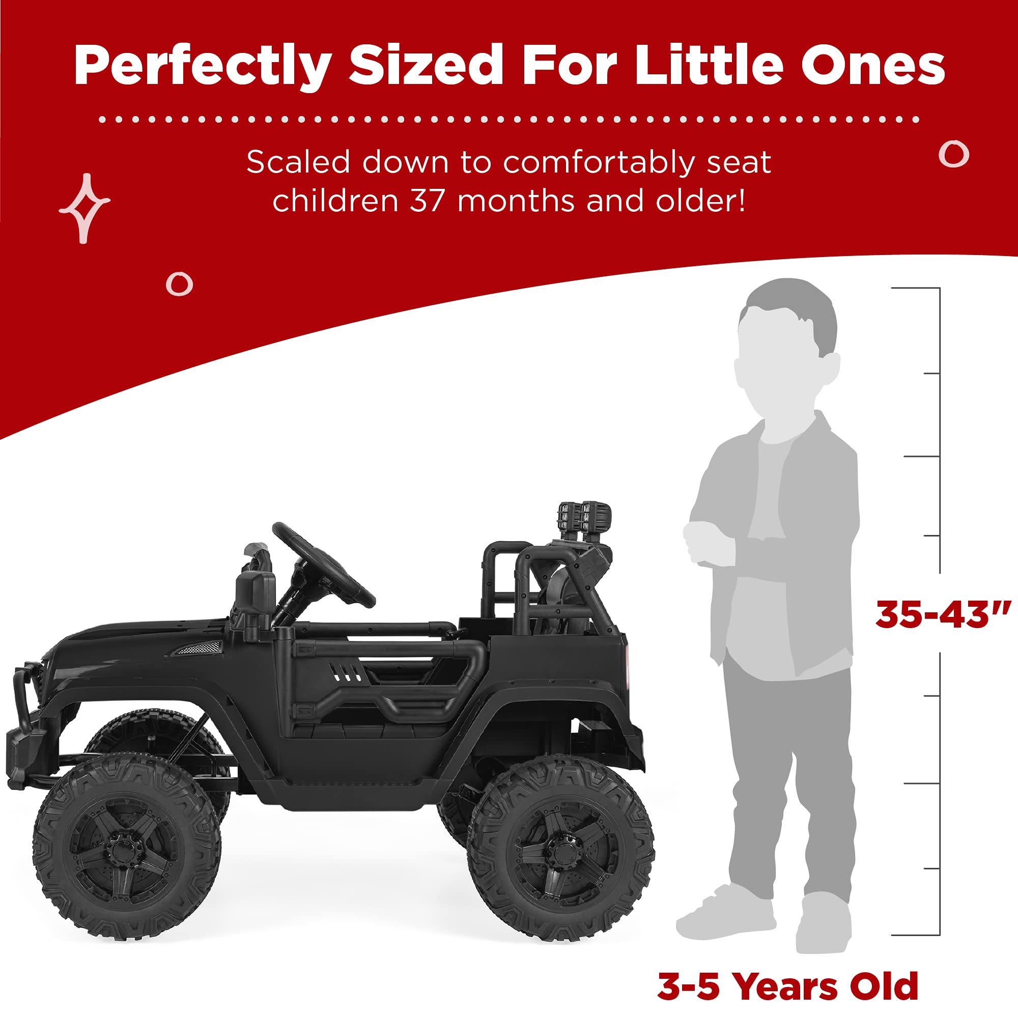 Best Choice Products 12V Kids Ride On Truck with Parent Remote Control - Electric Toy Car with Spring Suspension, LED Lights & AUX Port - Black - Perfect for Outdoor Play, Birthday Gifts & Toddler Pretend Driving