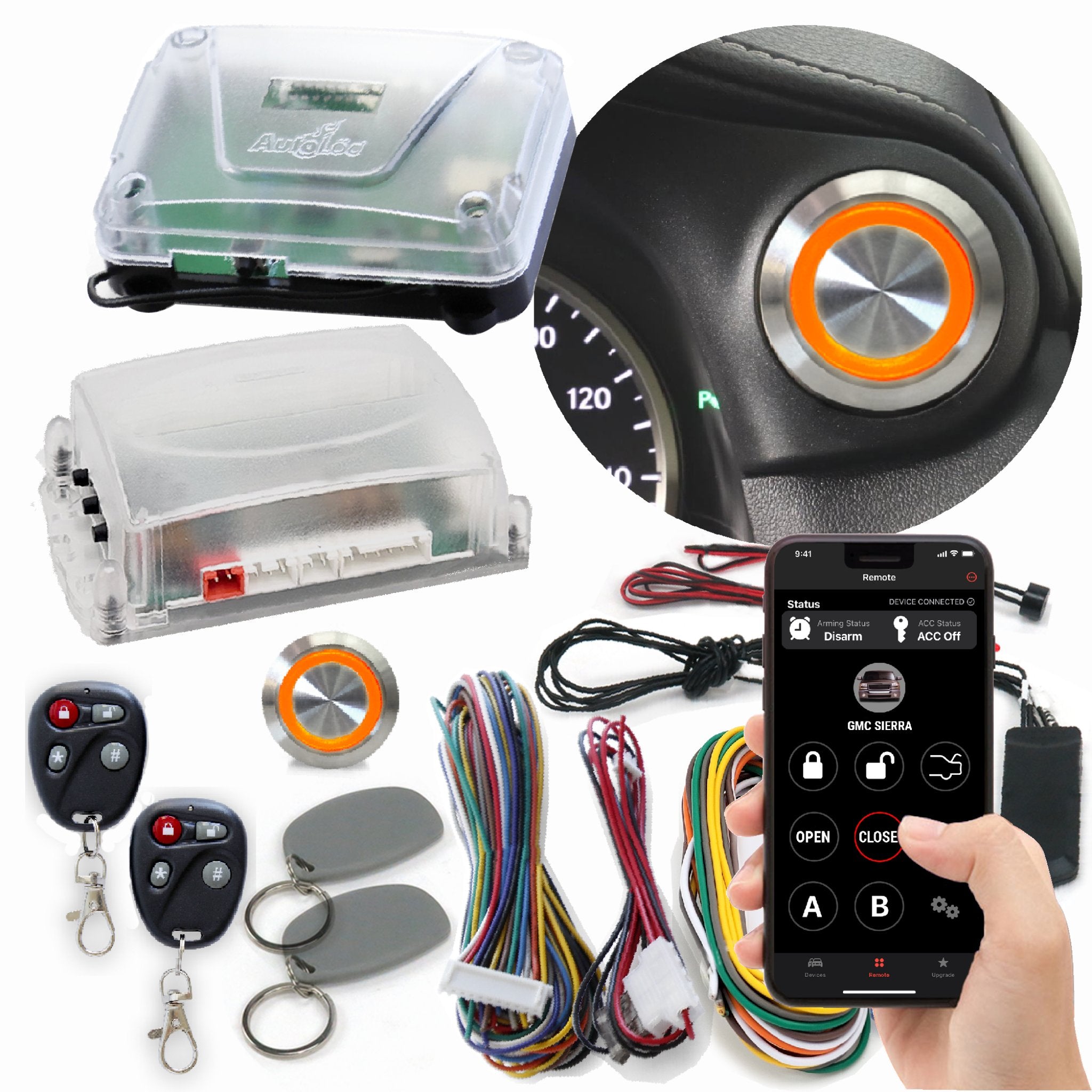 1901-1907 Oldsmobile Model F Billet Push Button Engine Start Kit with Keyless Entry Remote Start & RFID Technology - No Keys Required - Classic Car Restoration & Vintage Auto Upgrade Accessory