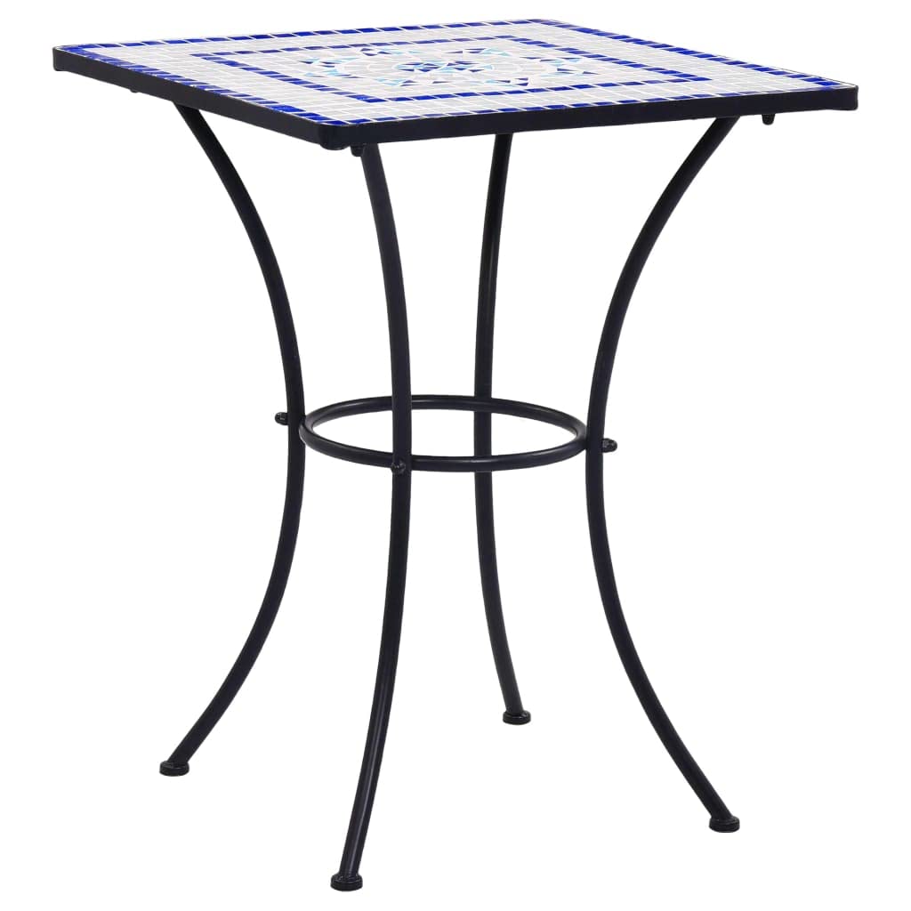Outdoor Patio Furniture Set 3-Piece Mosaic Bistro Table and Chairs - Blue and White Ceramic Tile Conversation Set for Garden, Porch, Backyard | Perfect for Outdoor Dining, Relaxing & Entertaining Guests