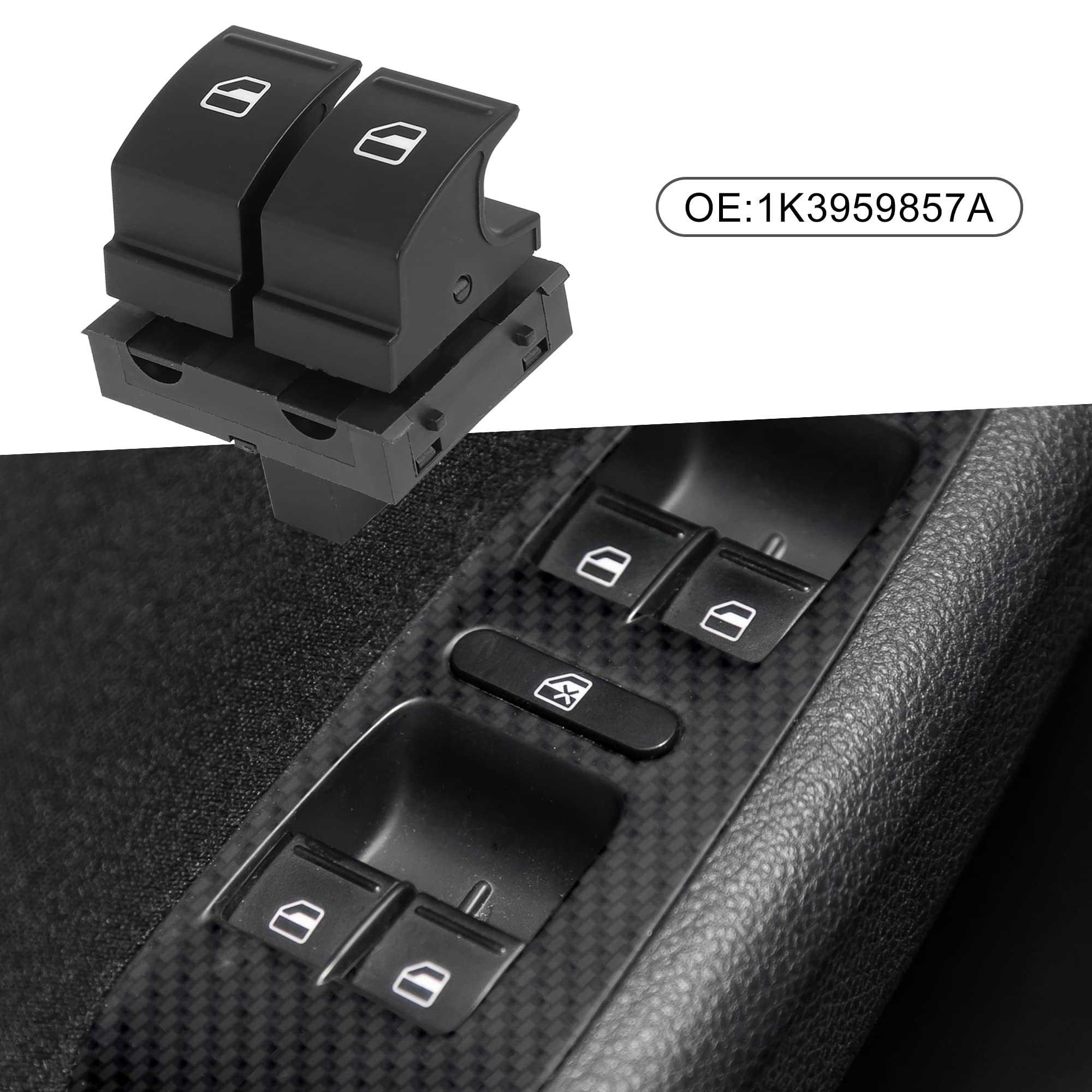 Volkswagen Jetta 2005-2010 Power Window Switch 1K3959857A - Front Driver Side Window Control (Black Plastic) - Perfect for Window Repair & Replacement