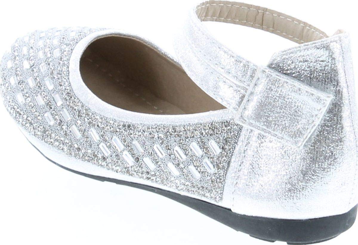 Lucita Girls KD-1601KM Fashion Dress Flats Shoes - Silver Glitter Ballet Flats for Kids, Comfortable School & Party Shoes, Toddler Girls Dress Shoes for Weddings, Holidays & Special Occasions