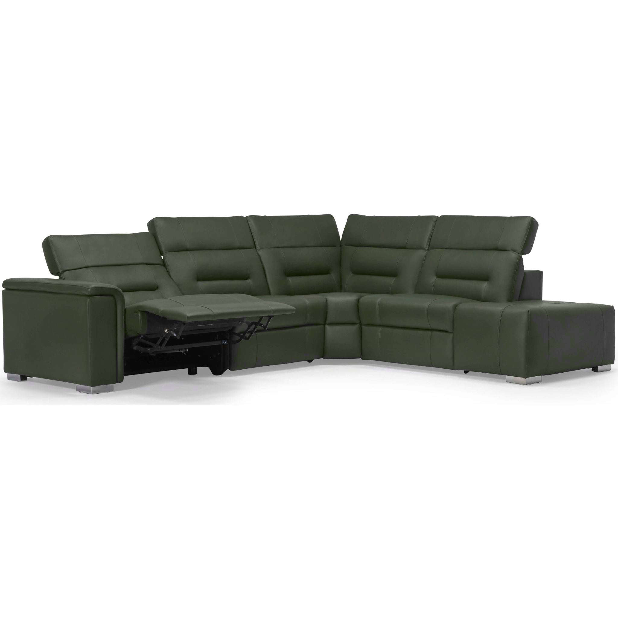 4-Piece Power Reclining Sectional Sofa with USB Ports - Modern L-Shaped Leather Living Room Couch for Home Theater & Family Gatherings