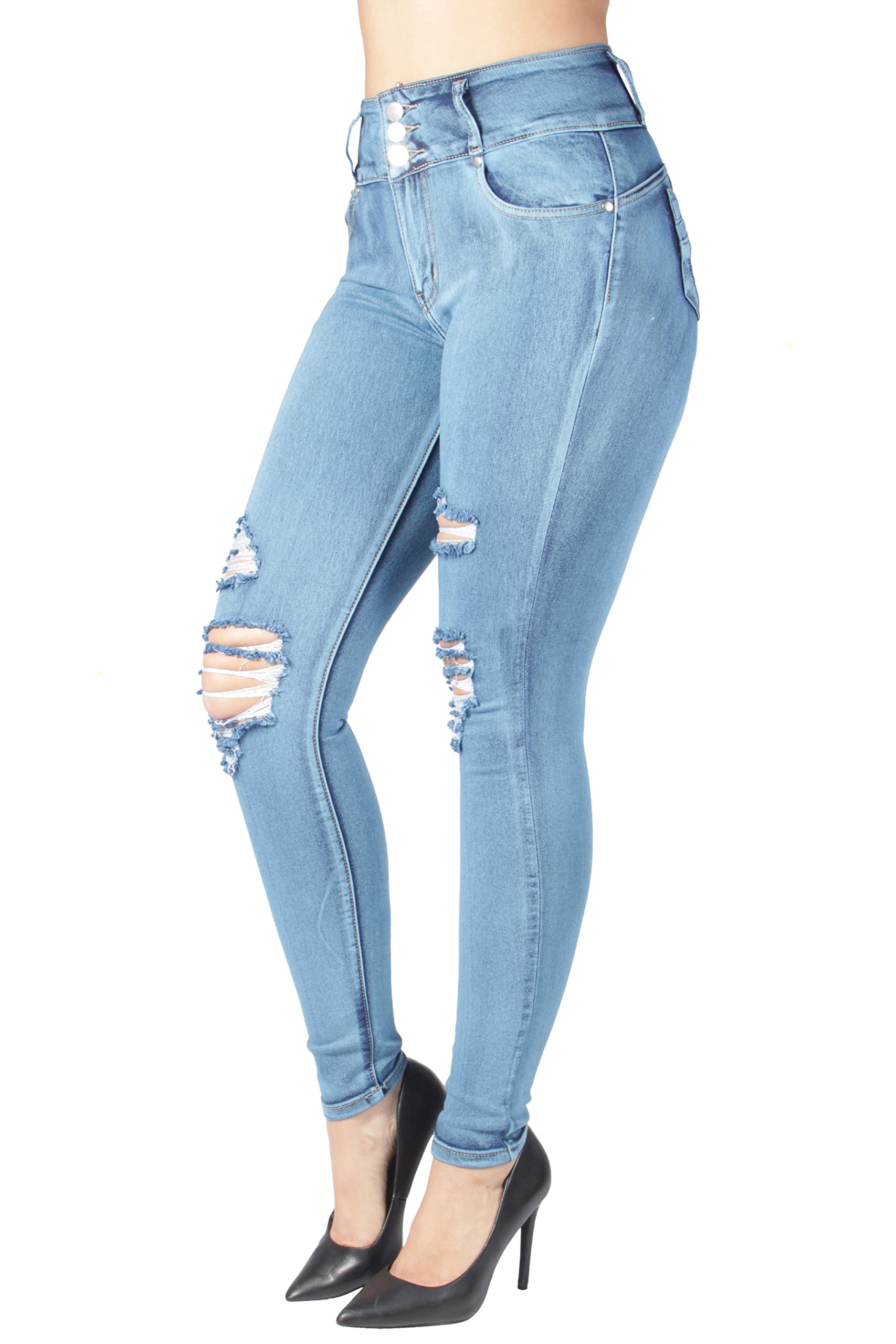 Women's High Waist Ripped Skinny Jeans - Butt Lifting Push Up Stretch Denim Pants for Juniors (2733) | Perfect for Casual Outfits, Date Nights & Street Style Fashion