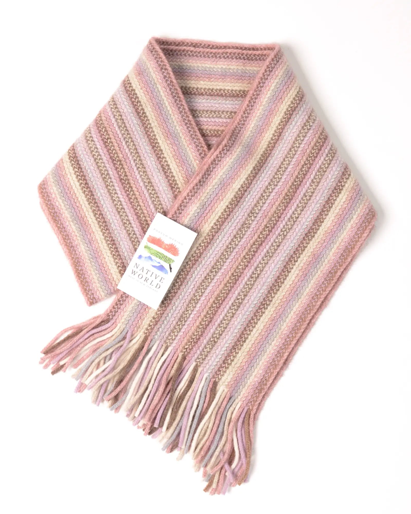 Lily Pink Cream Multi Stripe Scarf NX378 - Soft & Stylish Fashion Accessory for Women, Perfect for Winter, Fall, and Everyday Outfits