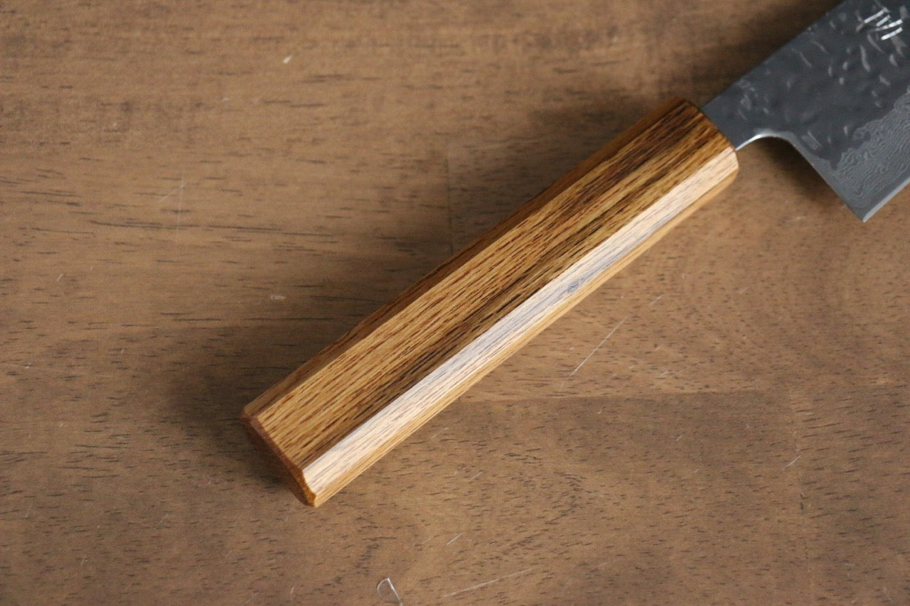 Premium AUS10 Damascus Gyuto Knife 210mm - Hand-Forged Hammered Finish with Oak Handle - Perfect for Professional Chefs & Home Cooking