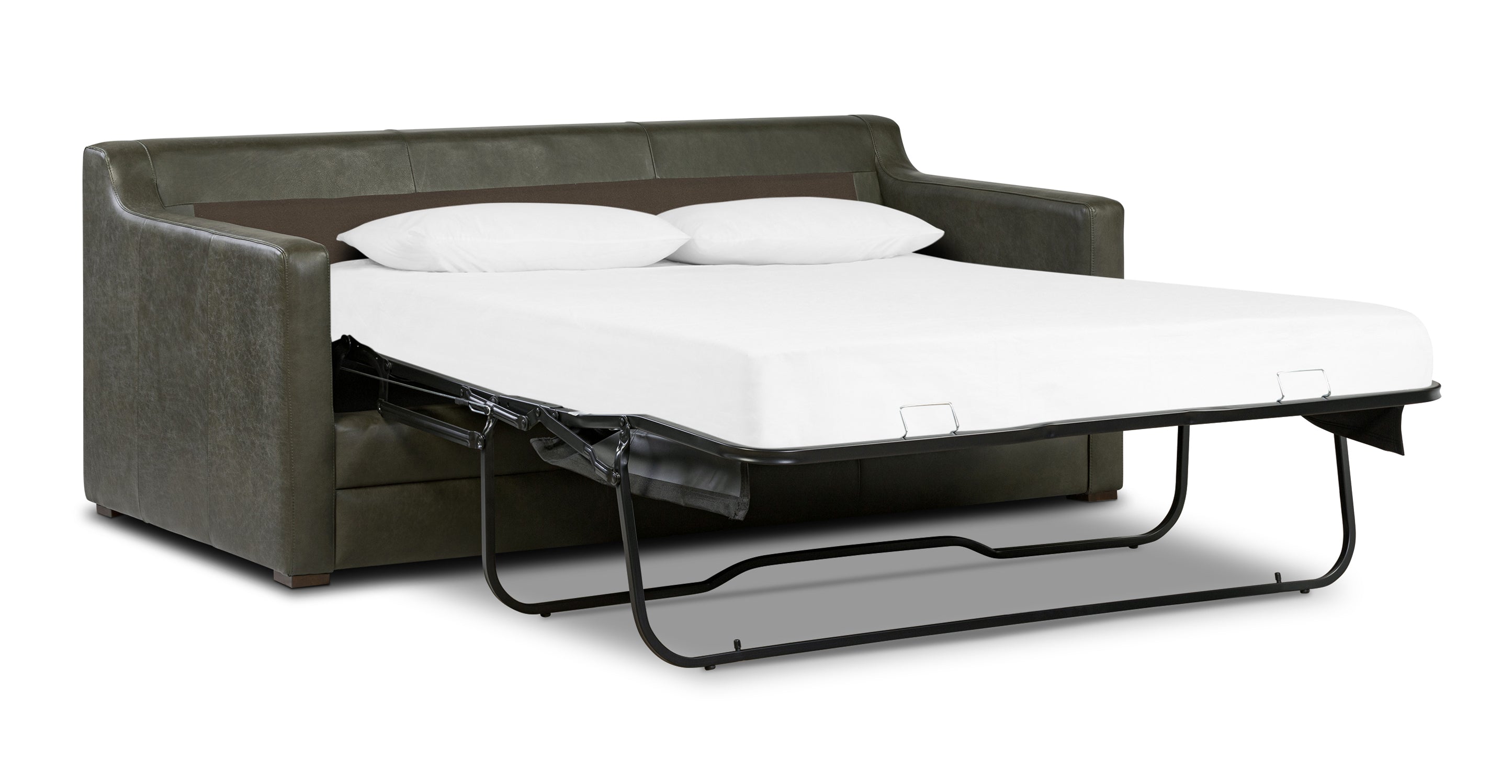 Sorrento Leather Convertible Sleeper Sofa with Pull-Out Bed - Modern Sectional Couch for Small Spaces, Living Room & Guest Room