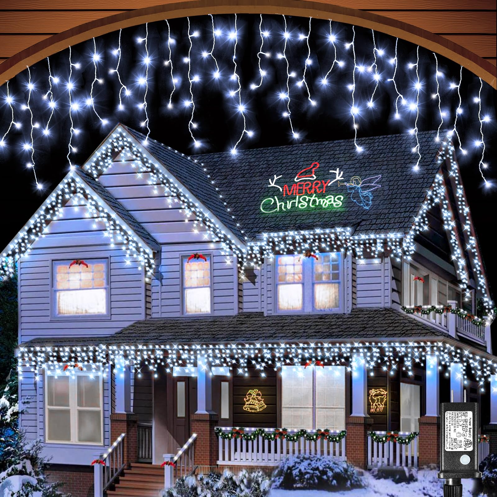 400 LED Icicle Christmas Lights Outdoor 33ft - Waterproof Plug-in Twinkle Lights with 8 Modes & Timer for Holiday Decor, Wedding, House - Cool White | Perfect for Roof, Garden, Patio, and Indoor Christmas Decorations
