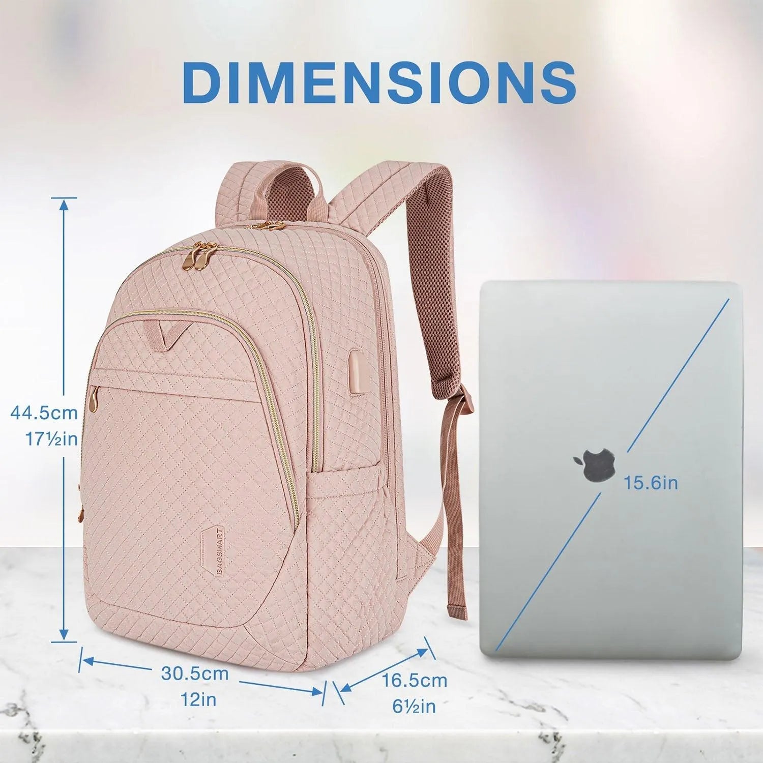 Bonchemin 15.6 Inch Laptop Backpack for Men & Women - Waterproof Travel Backpack with USB Charging Port - Perfect for Business, College, Commuting & Airplane Carry-On