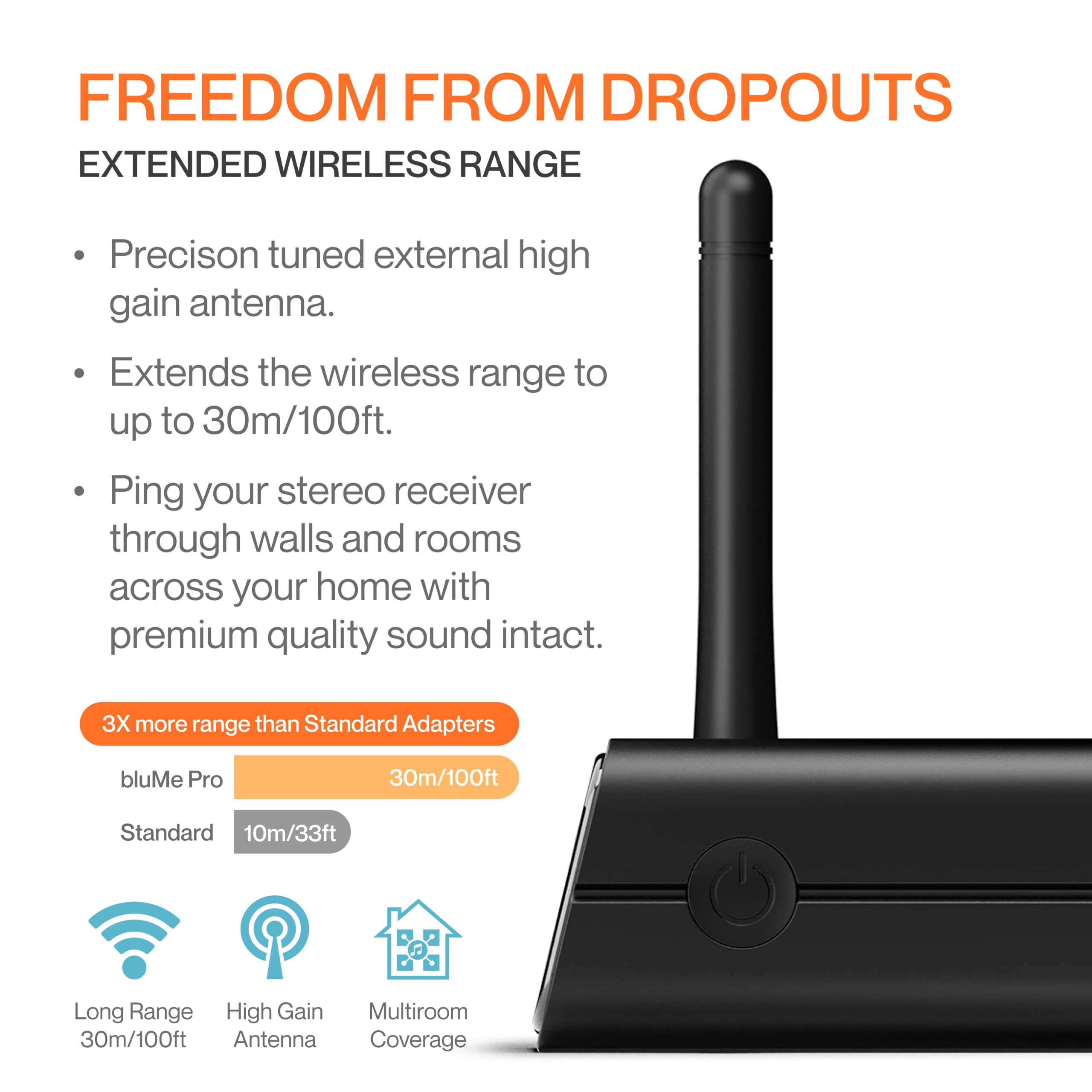 Auris Blume Pro HiFi Bluetooth 5.3 Music Receiver - Long Range Wireless Adapter with Audiophile DAC, LDAC, aptX HD, OLED Display & Optical/Coaxial/AUX Outputs - Perfect for Home Stereo, AV Receiver, Amplifier & Wireless Audio Streaming