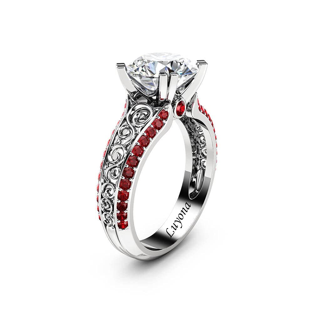 1ct Round Moissanite Engagement Ring for Women - Personalized Wedding & Promise Ring - Durable Sterling Silver/Gold Moissanite Solitaire Ring for Brides, Anniversaries & Special Occasions