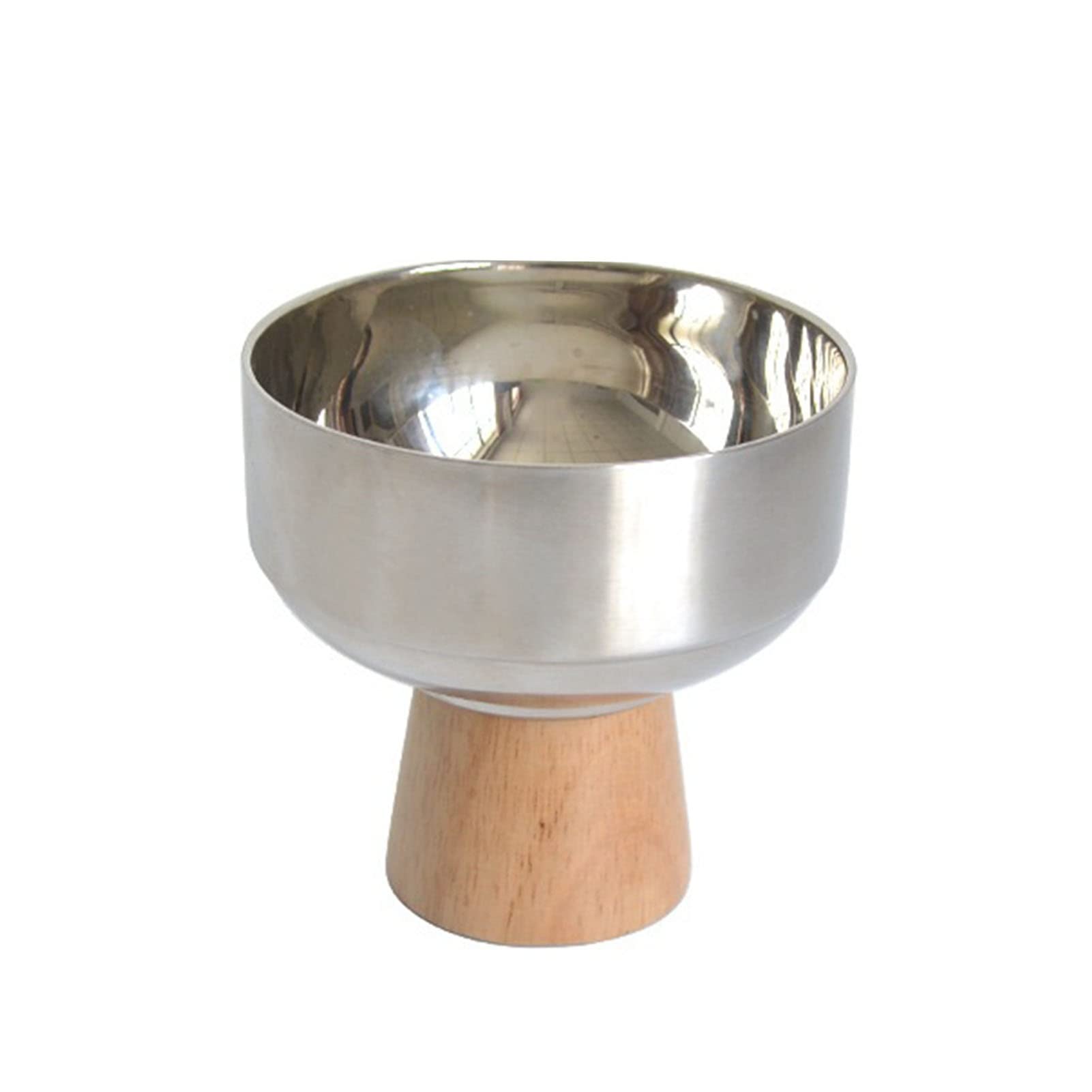 1pc Solid Wood Base Stainless Steel Round Storage Tray - Kitchen Serving Plate for Home, Office, Dining - 22.6cm Diameter - Perfect for Organizing Spices, Serving Appetizers, or Displaying Decor (Color: Silver)