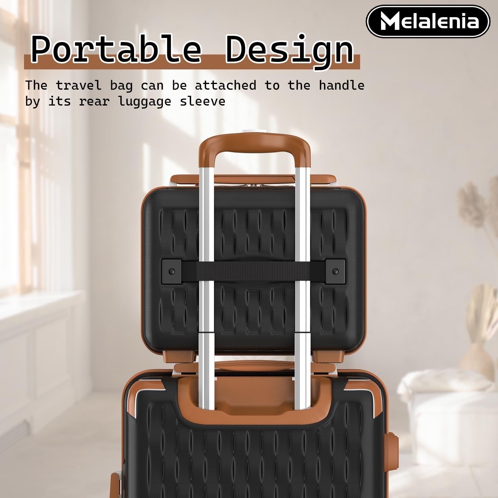 **7-Piece Melalenia Hard Shell Spinner Luggage Set with TSA Lock - Lightweight Suitcase for Women (Black/Brown) - Perfect for Air Travel, Business Trips & Family Vacations**