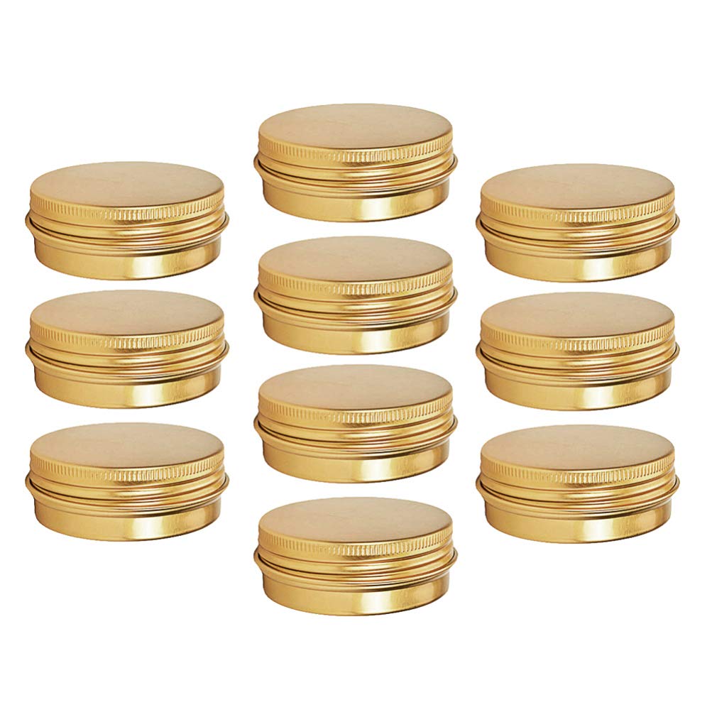 DOITOOL 10-Piece Gold Threaded Aluminum Round Candy Storage Tins with Lids - Airtight Containers for Sweets, Tea, Creams & Travel Essentials - Perfect for Home, Office & Gifts