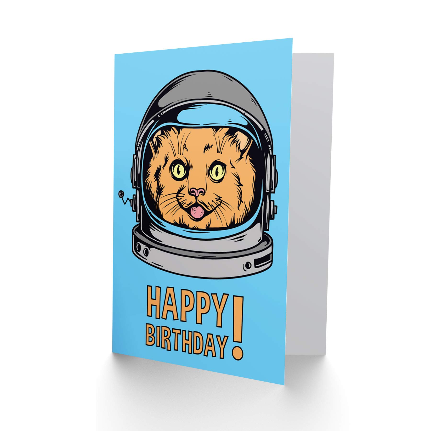 Wee Blue Coo Birthday Card - Happy Space Cat Astronaut Design - Unique Greeting Card for Birthday Celebrations - Perfect Gift for Cat Lovers & Space Enthusiasts (Home Decor, Office Desk, Party Favors)