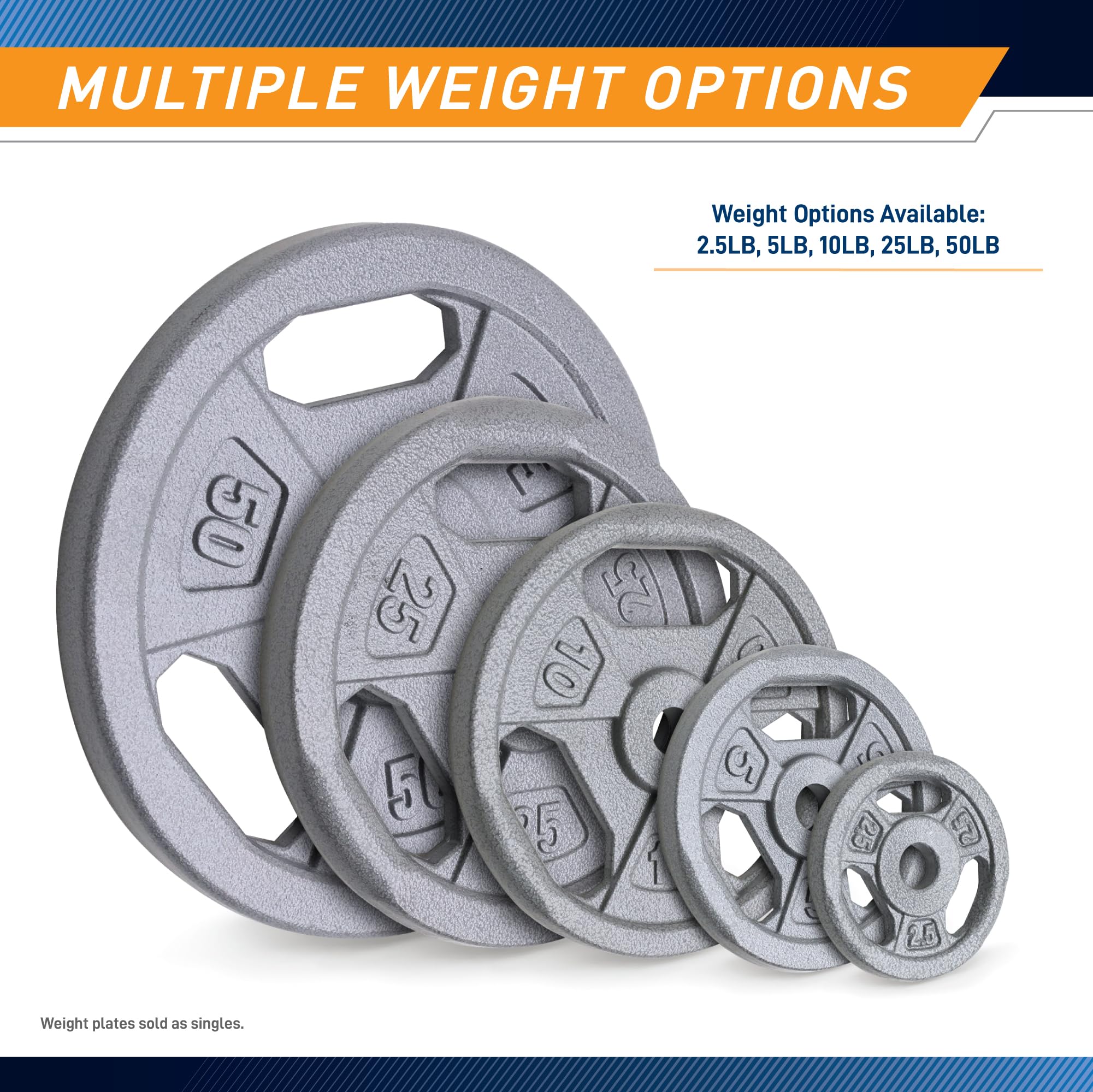 Marcy Classic 1 Inch Cast Iron Standard Grip Weight Plates - Durable Gym Equipment for Strength Training & Home Workouts
